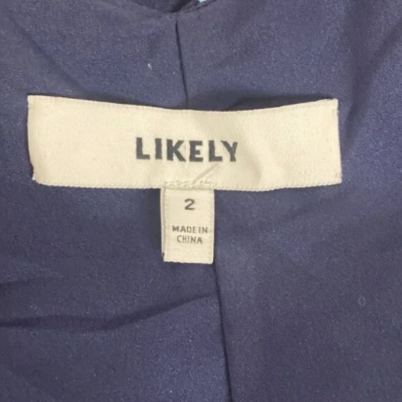 LIKELY Dress One Shoulder Floral Navy Multicolor Asymmetric Ruffles Brunch Sz 2 - Picture 6 of 7